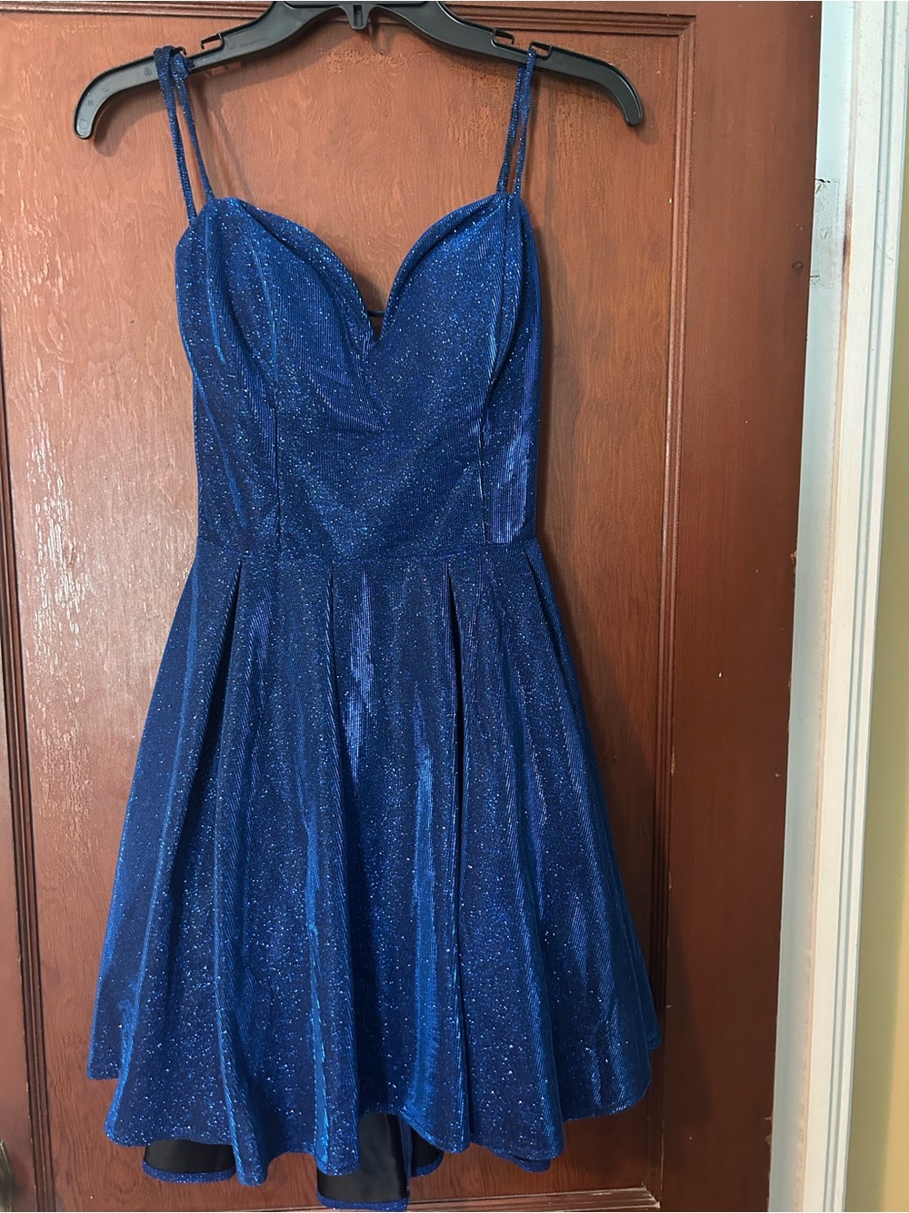 Women’s Sparkle Fit-and-Flare Party Dress in Royal Blue